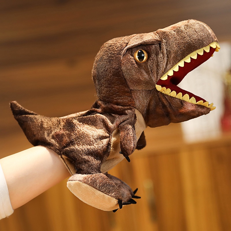 ✤✼Big Bad Wolf Dinosaur Hand Puppet Toy Găng tay động vật có thể mở miệng làm dịu búp bê giáo dục sớm cho bé