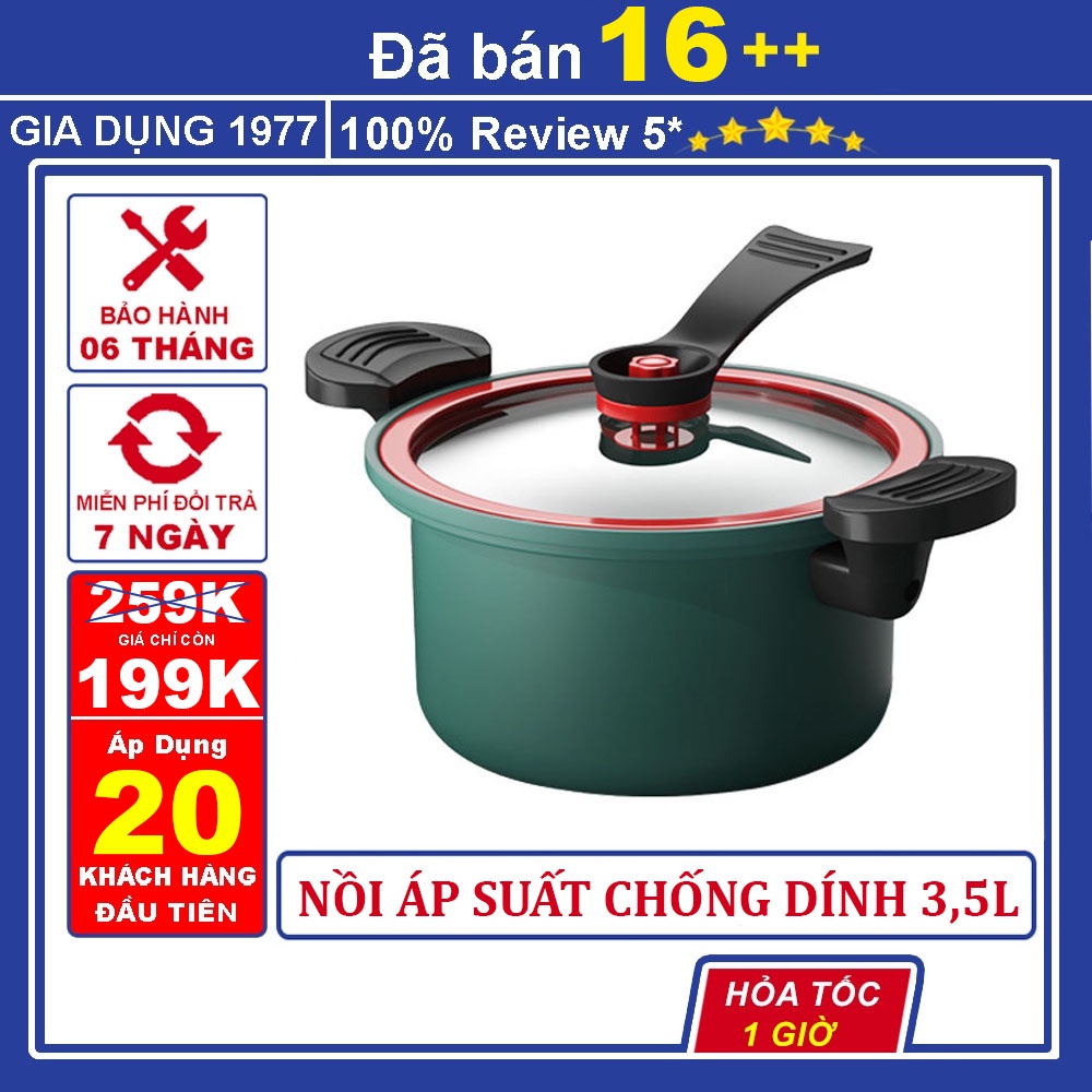 Nồi áp suất đa năng chống dính cao cấp dung tích 3,5 lít, Nồi ninh hầm dùng cho cả bếp từ và bếp ga tiện lợi, gọn nhẹ