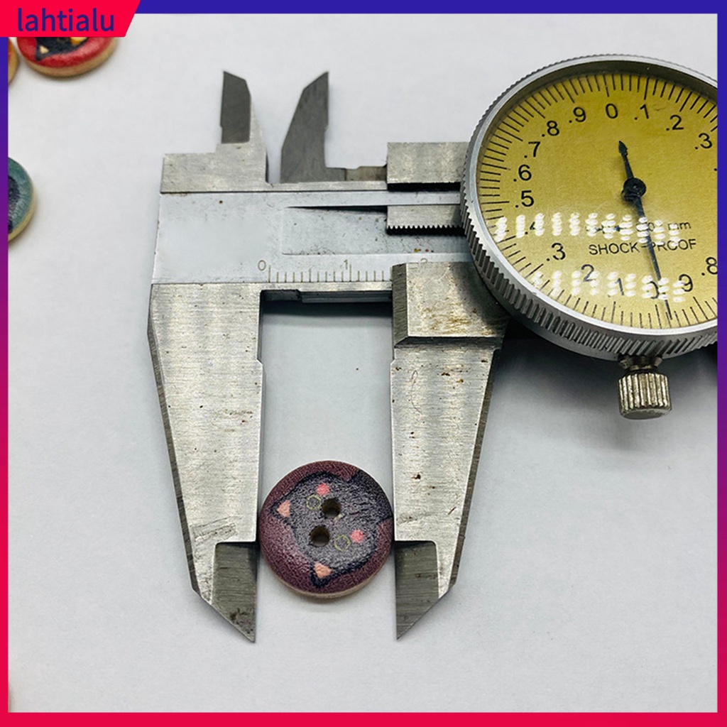 Bộ 100 Cúc Áo Gỗ In Hình Mèo Hoạt Hình Dành Cho May Áo Sơ Mi/ Túi Xách