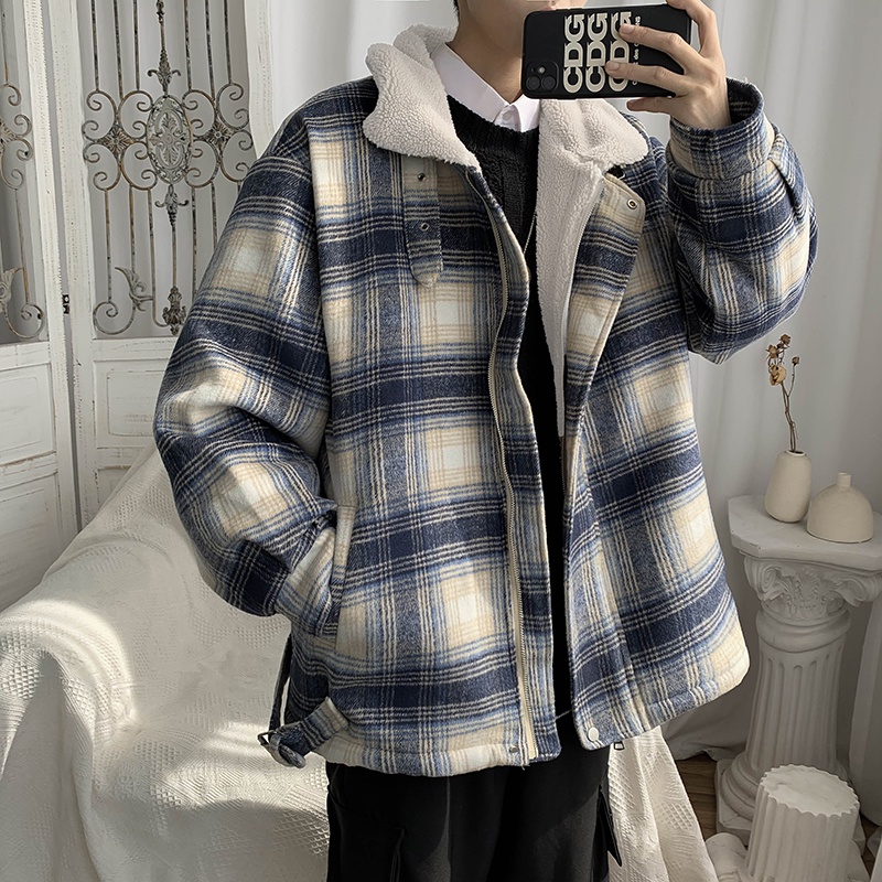 Áo khoác dạ nam hàn quốc lông cừu kẻ caro hàng cao cấp siêu đẹp