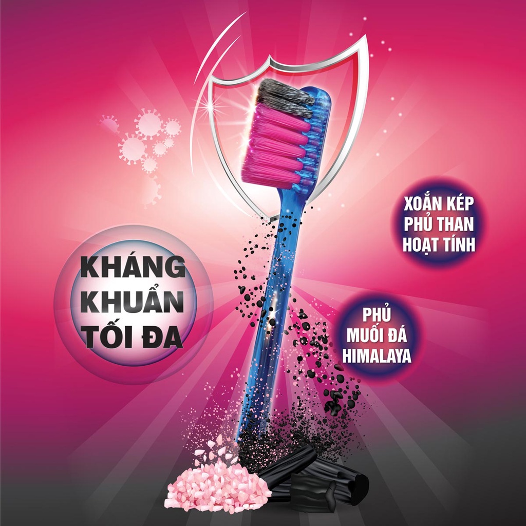 Bộ 4 bàn chải đánh răng OralClean Spiro Siêu mềm - chứa tinh chất muối đá hồng Himalaya