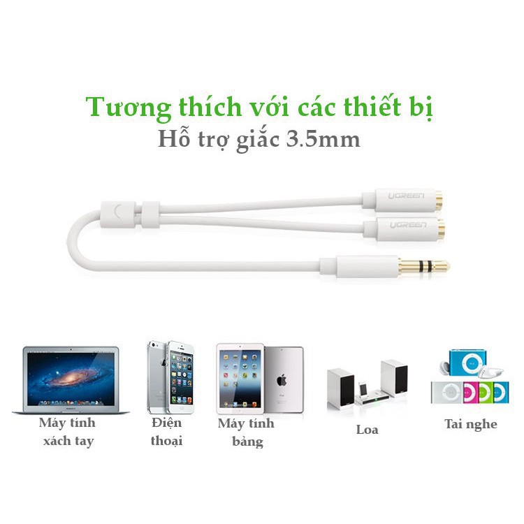 Cáp chia rắc loa 3.5 1 ra 2 chính hãng Ugreen 10739,10532 ✔HÀNG CHÍNH HÃNG ✔