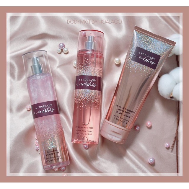 [𝐅𝐞𝐦𝐦𝐢𝐞💝] Xịt thơm body mist Bath and Body Works A Thousand Wishes