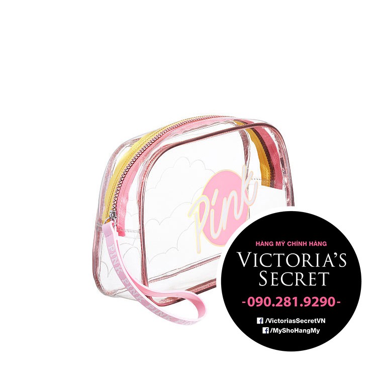 275 - Túi mỹ phẩm trong suốt chữ Pink cực đẹp, KT: 24x15cm - Victoria's Secret USA