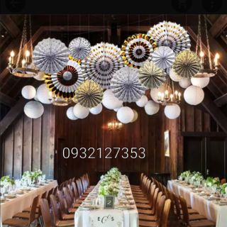 QUẠT GIẤY XẾP TRANG TRÍ BỘ 6 CÁI CÓ NHIỀU MẪU