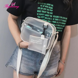 Túi đeo chéo nhựa PVC trong suốt khóa kéo cho nữ