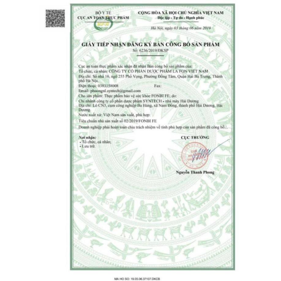 Sắt Bầu FONBI FE Bổ sung Sắt Axit Folic Hộp 20 ống Việt Nam | BigBuy360 - bigbuy360.vn