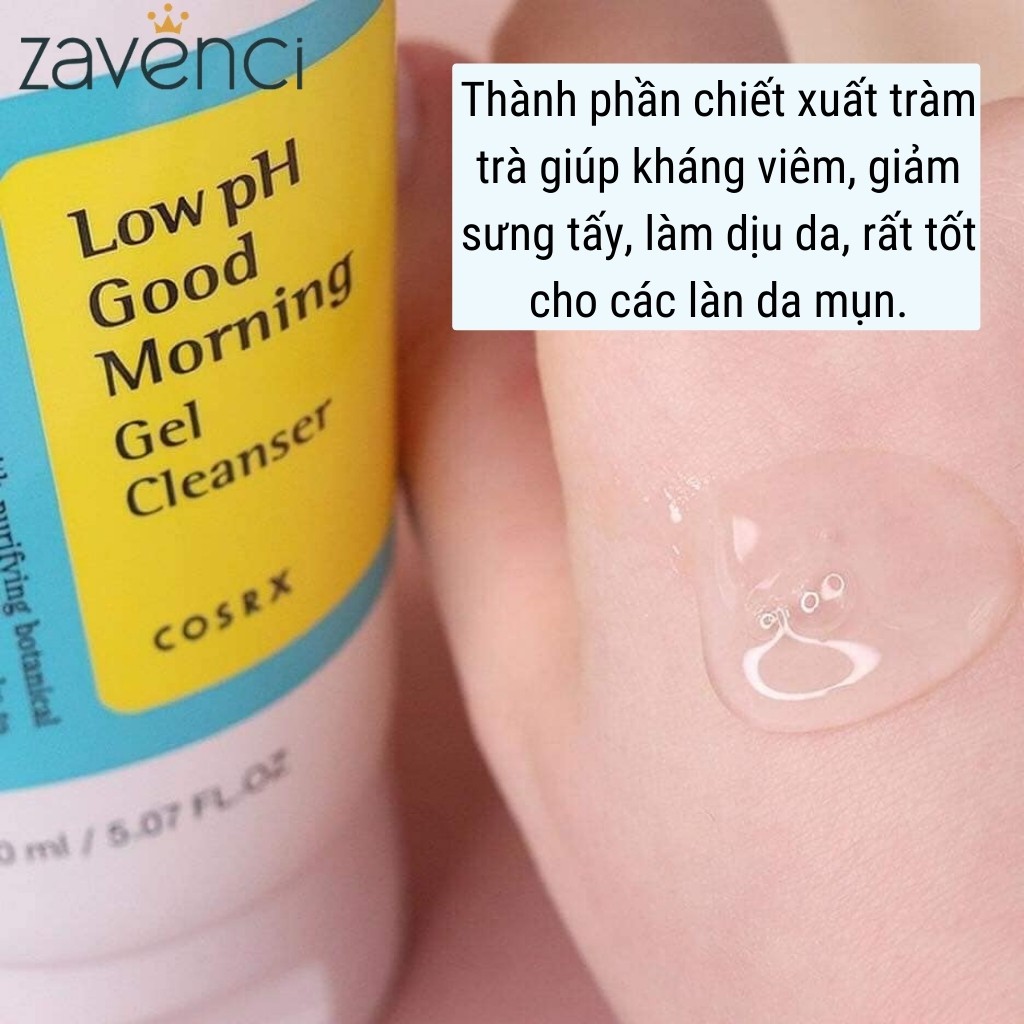 Sữa Rửa Mặt Cosrx Low pH Good Morning Gel Cleanser Dạng Gel Sạch Mụn Giúp Kiềm Dầu Và Se Khít Lỗ Chân Lông (150ml)