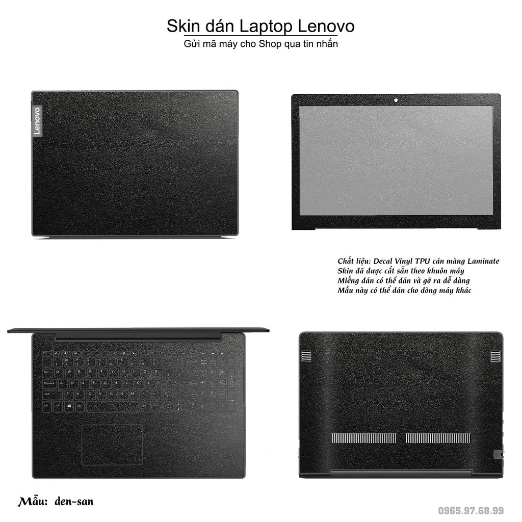 Skin dán Laptop Lenovo in màu đen sần (inbox mã máy cho Shop)