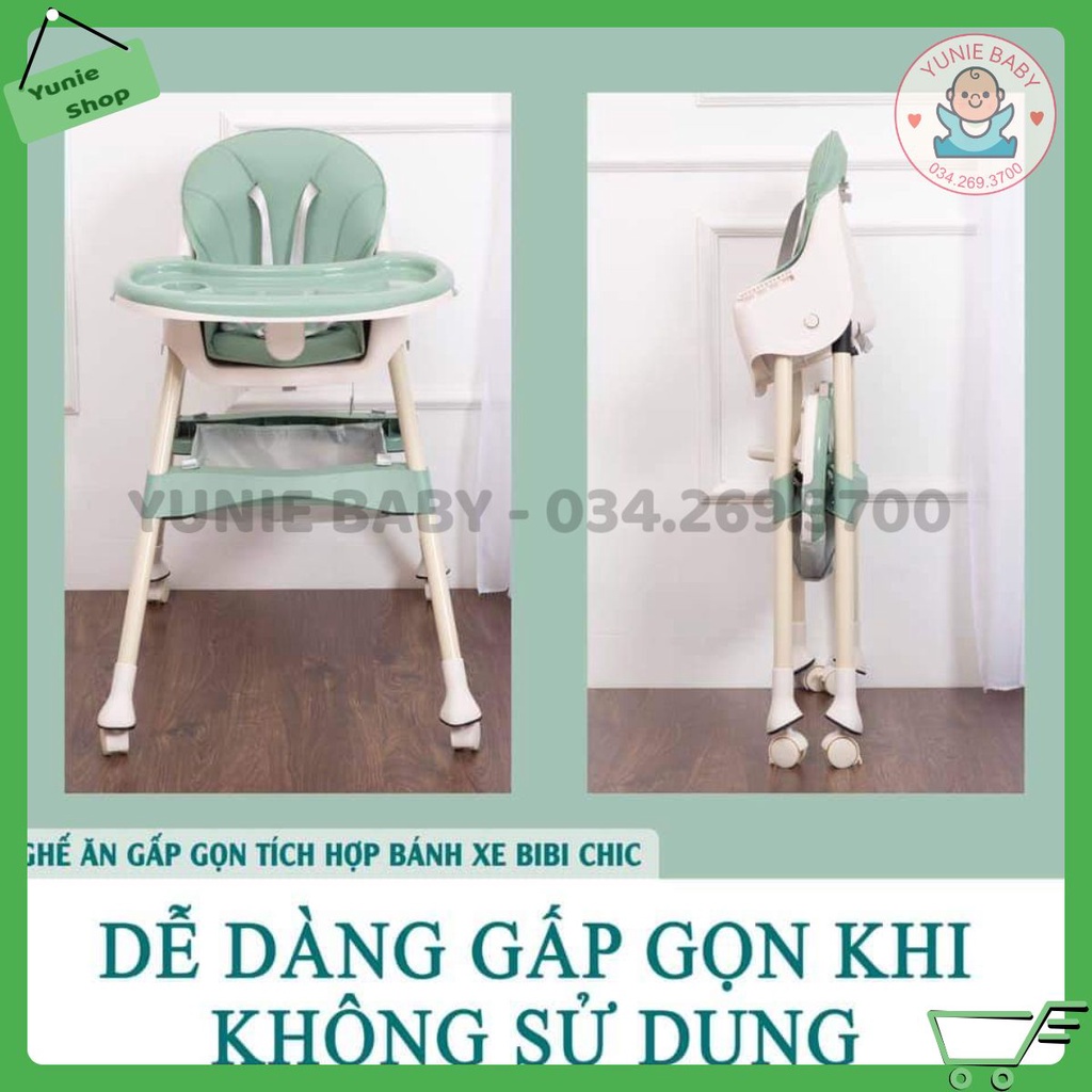 [Kèm Bánh Xe] Ghế ăn dặm điều chỉnh độ cao