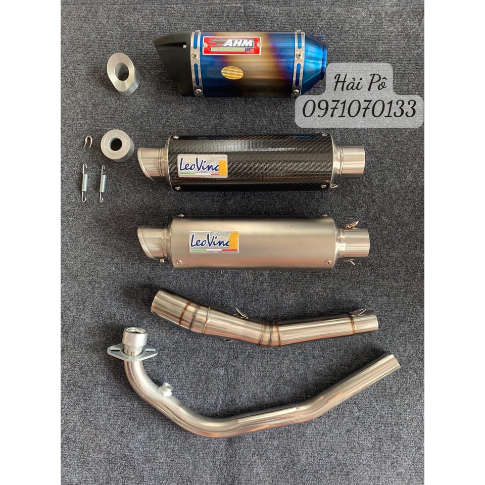 Pô Leo Bạc Leovince Bạc Chất Liệu Inox 304 tặng kèm tiêu tiện CNC xịn xò cho các dòng xe sirius ex winer sonic satria