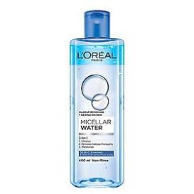 Nước tẩy trang Loreal paris 3 in 1 micellar water 400ml Deep Cleansing màu xanh đậm cho da dầu mụn