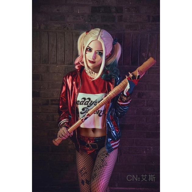 Bộ Áo Khoác + Quần Short Hóa Trang harley quinn Nhân Dịp Halloween Cho Nữ