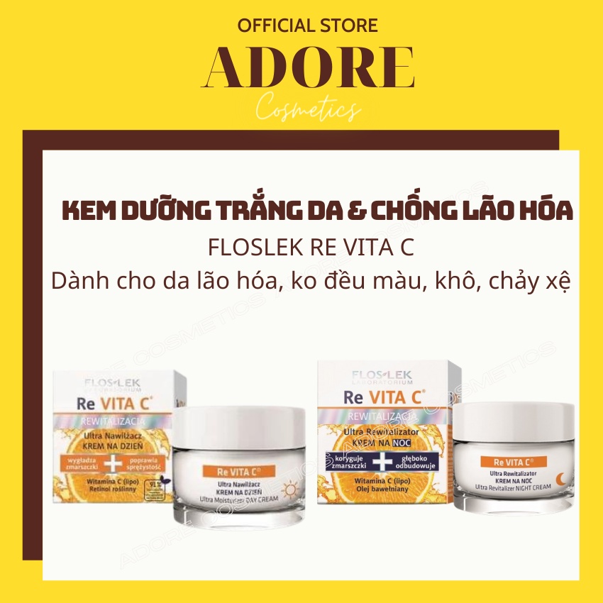 Kem dưỡng trắng da chống lão hoá Floslek Re Re Vita C với Retinol và Vitamin C giúp dưỡng da trắng sáng, mờ thâm nám