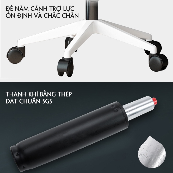 Ghế văn phòng lưng lưới cao cấp, Ghế công thái học ergonomic thông minh hỗ trợ giảm đau mỏi thắt lưng