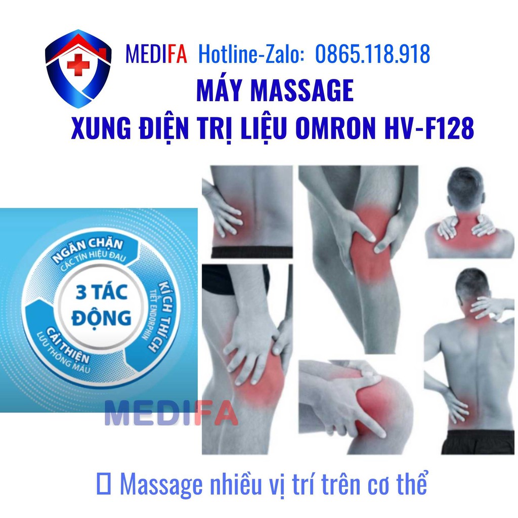 Máy mát xa xung điện, có màn hình, 12 chế độ mát xa tự động theo từng vùng chống đau mỏi cơ...HV-F128, Omron