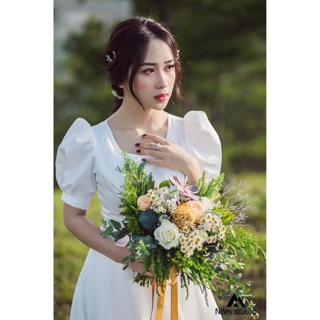 Đầm maxi trắng, dạ hội phi lụa sang trọng (hàng thiết kế cao cấp)