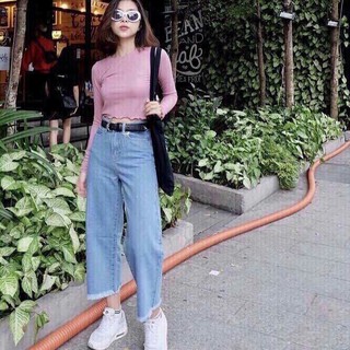 Quần Jeans Nữ (Hình Thật cuối) Ống Rộng Quần Jeans Nữ  Quần jean rách/ jean đùi rách nữ/ jean rách lưng cao