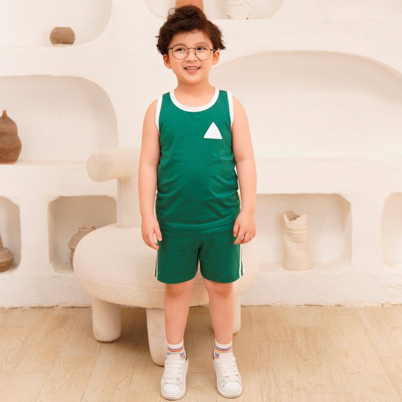 Đồ bộ quần áo thun cotton dành cho bé trai, bé gái mặc nhà mùa hè Econice 2022D. Size đại trẻ em 5, 6, 8, 10 tuổi