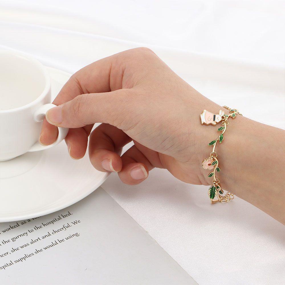 MAG Vòng Tay Charm Hình Mèo Và Hoa Lá Dễ Thương