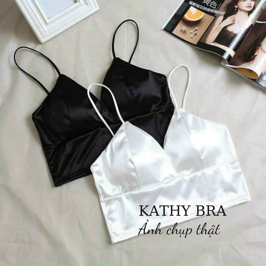 A09 Áo Bra Nữ KATHY BRA Kiểu Dáng Croptop Phi Bóng Hai Dây Có Mút Ngực Bản To Siêu Sang Dễ Mix Đồ