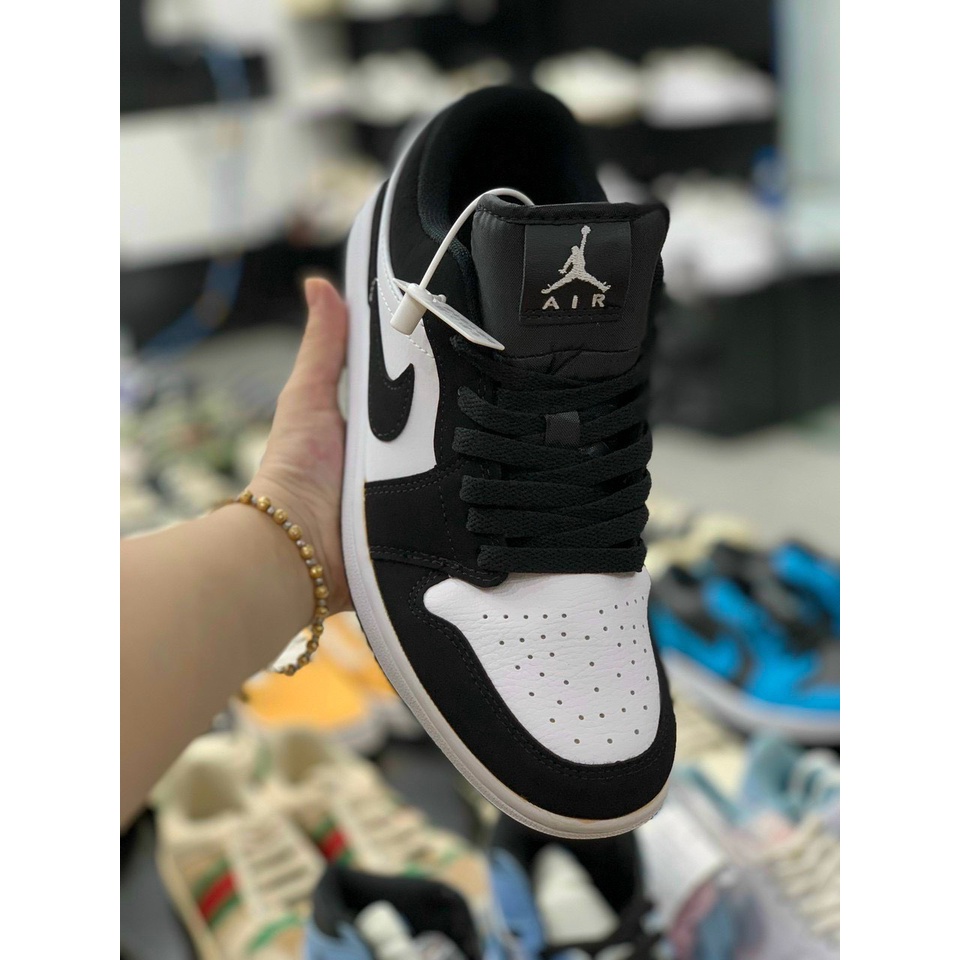 Giày thể thao Jordan 1 đen trắng cổ thấp, Giày JD low panda nam nữ siêu hot dễ phối đồ full box bill