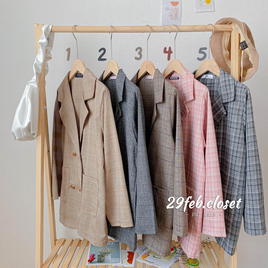 [Mã SKAMCLU7 giảm 10% tối đa 50K đơn 0Đ] Áo blazer kẻ 4 khuy (Ảnh thật)