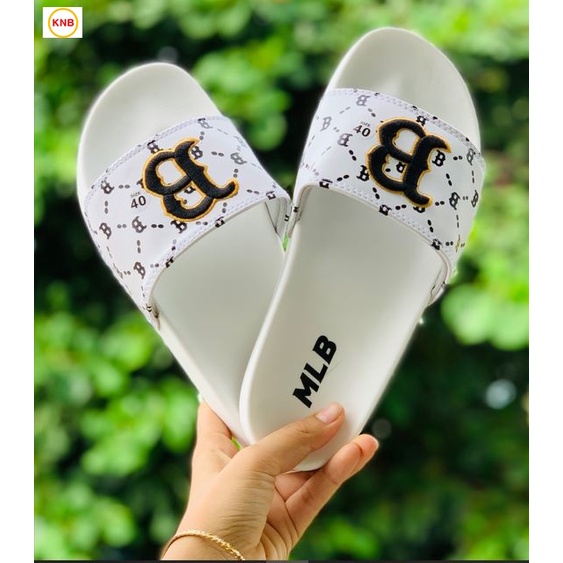 Dép unisex 𝐌𝐋𝐁 thêu nỗi chữ B ❤️FREESHIP + Hộp❤️ dép NY quai ngang thể thao nam nữ hot trent, kèm full mác trắng đen