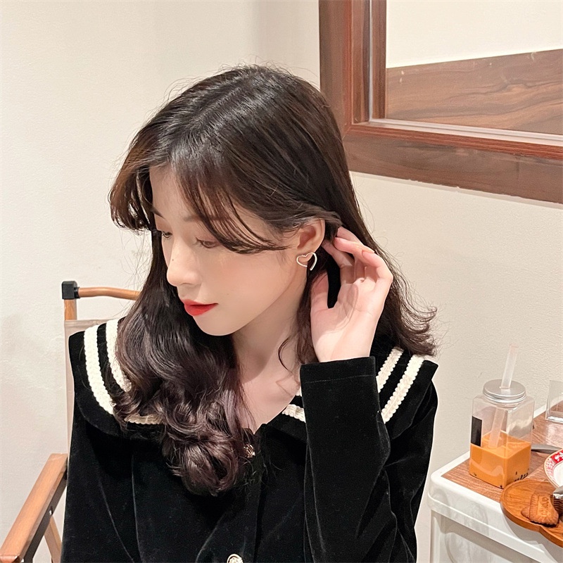 [JUNG/Jung Accessories] Bông tai/Hoa tai hợp kim trái tim khuyết phong cách Hàn Quốc