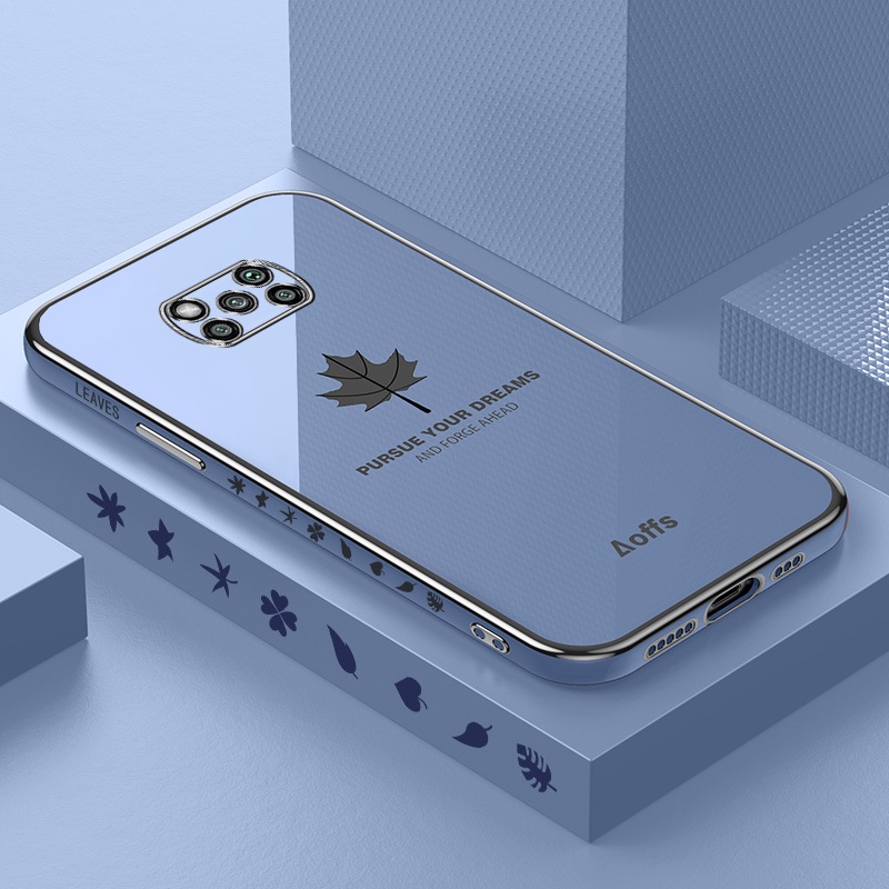 Ốp Điện Thoại Mềm Mạ Điện Họa Tiết Lá Phong Cho Xiaomi 11lite Xiaomi 12x 12pro Pocox3