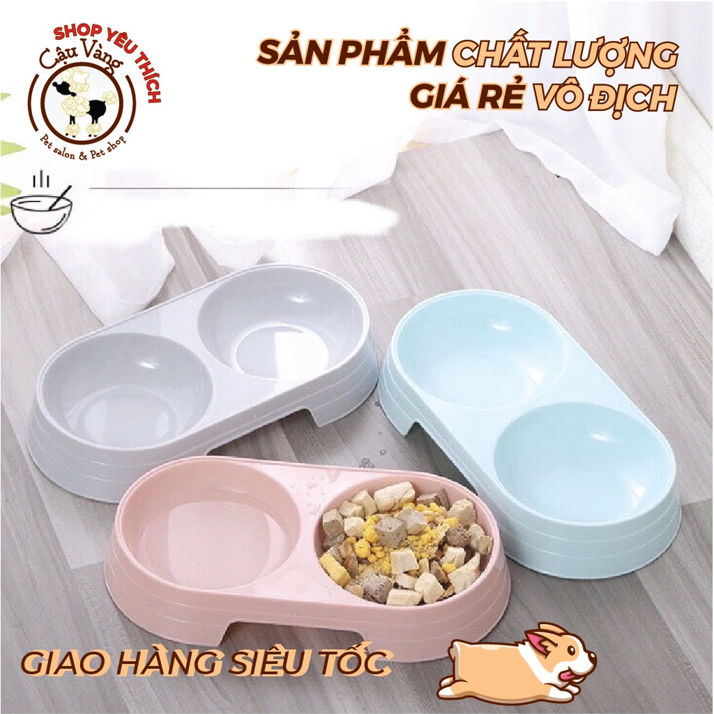 Chén đôi 2 ngăn đựng thức ăn và nước uống cho thú cưng