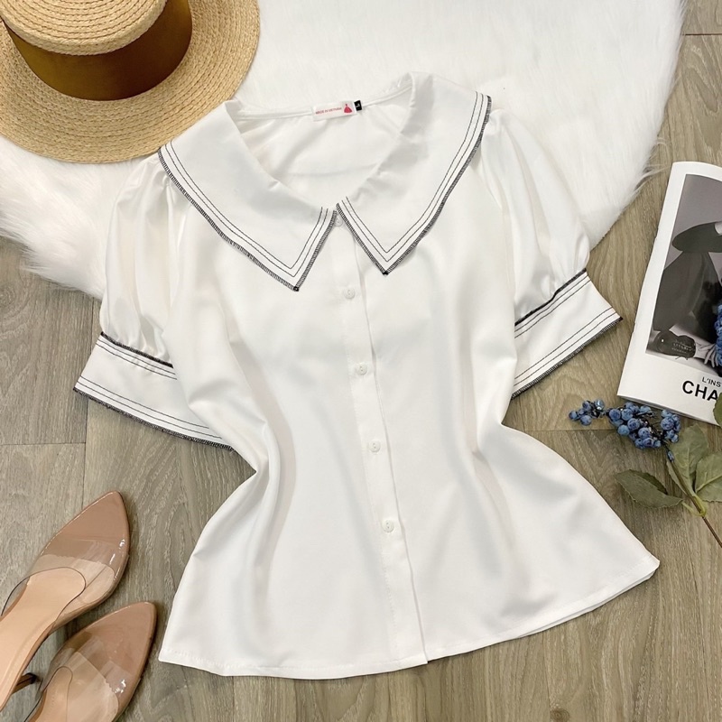 [Áo Bigsize] Áo lẻ bigsize, áo sơ mi bigsize kiểu cổ nhọn viền chỉ (có size 50 - 90kg) | BigBuy360 - bigbuy360.vn