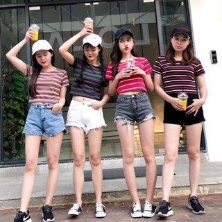 ÁO CROPTOP KẺ NGANG BODY ULZZANG