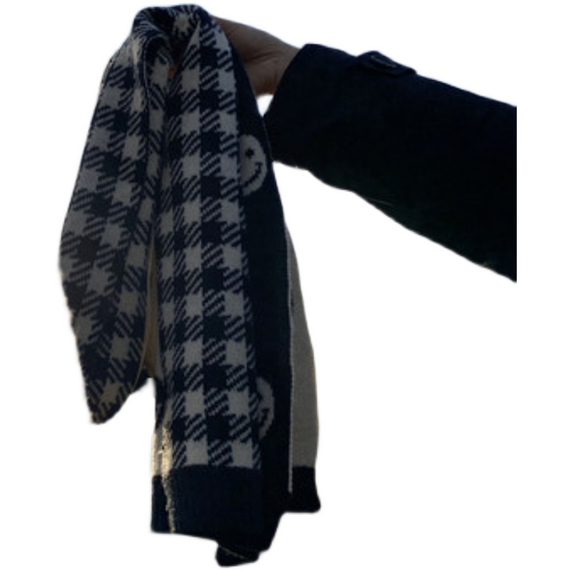 Khăn Choàng Cổ Bằng Len Dày Dặn Họa Tiết Mặt Cười Phong Cách Hàn Quốc Thời Trang Mùa Đông 2022 Dễ Phối Đồ Cho