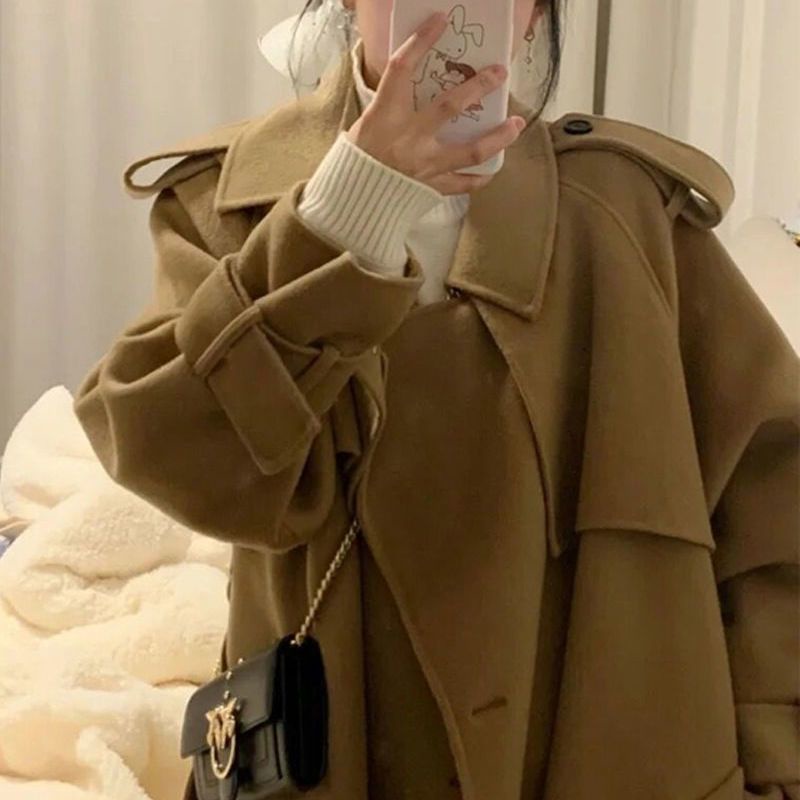 Áo Khoác Dạ Dáng Dài Nữ Phong Cách Retro ❤️