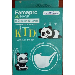 Khẩu trang 5D trẻ em Famapro 10cái/hộp.