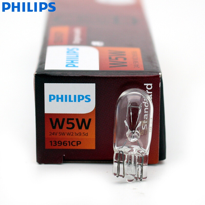 Philips Truck 24V Tiêu Chuẩn T10 W5W 13961CP Đèn Nội Thất Đèn Vị Trí Ban Đầu Đèn Dừng Bán Buôn, Gói 