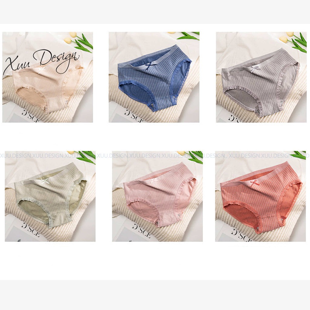 Quần Lót Cotton CARO phối ren nơ, chất liệu co dãn, thấm hút mồ hôi - Xuu Design QC03 | BigBuy360 - bigbuy360.vn