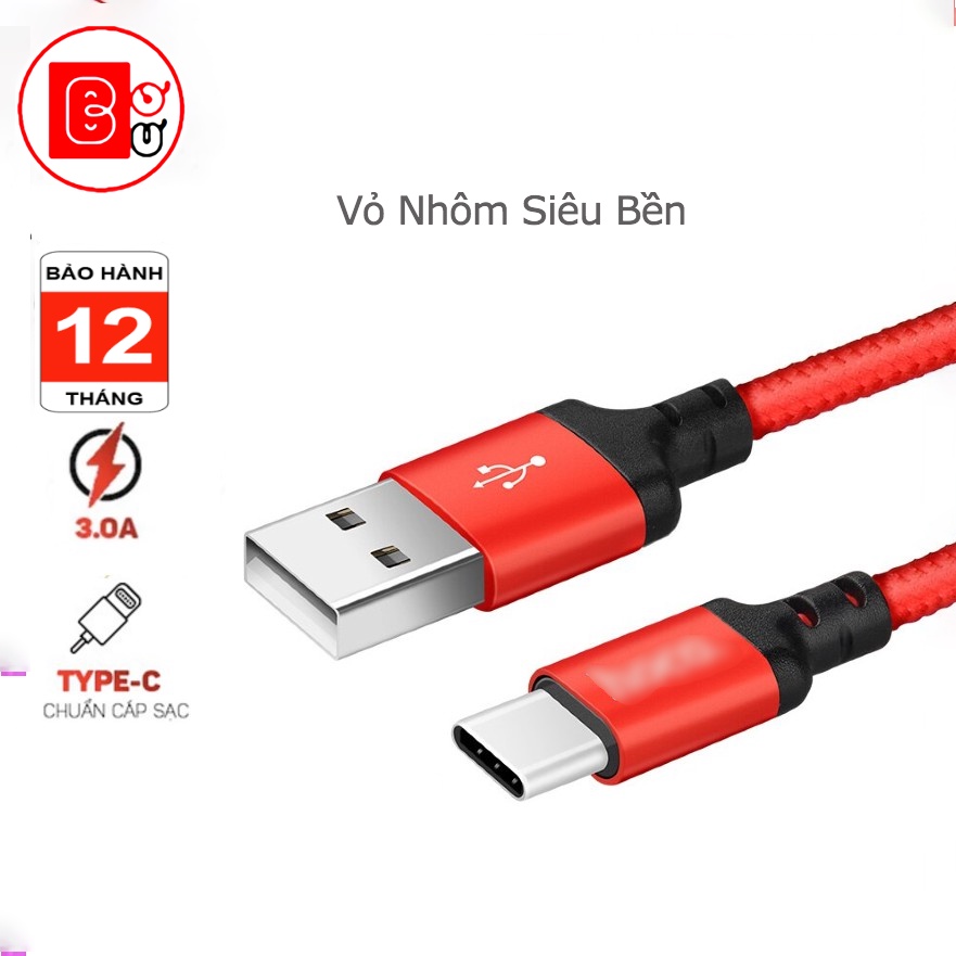Dây cáp sạc NHANH TypeC androi SIÊU BỀN – Bơ Bư