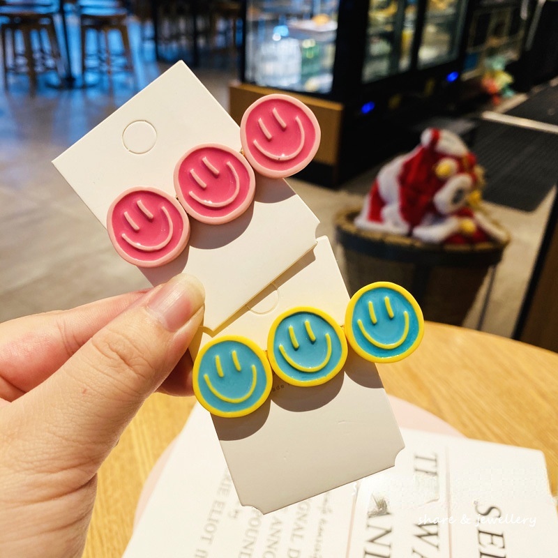 Kẹp Tóc Màu Kẹo Hình Mặt Cười Đơn Giản Ngọt Ngào Dễ Thương Phong Cách Hàn Quốc Cho Nữ