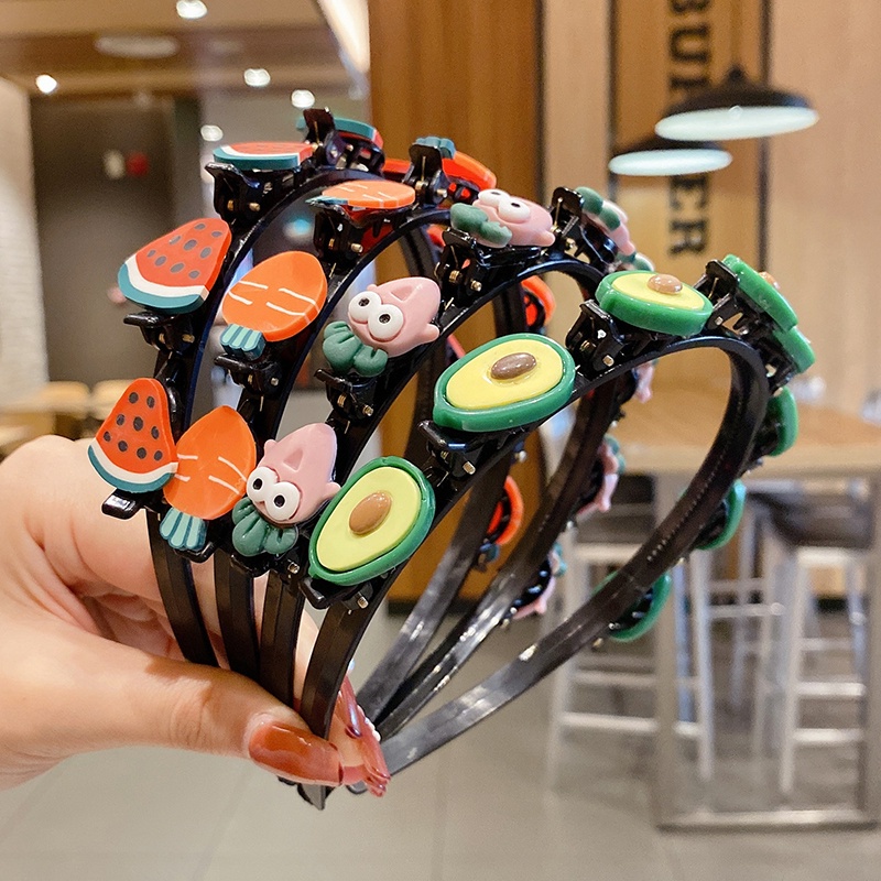 Bờm Kẹp Tóc Hàn Quốc Cho Bé Gái Có Đính Hoa Quả Siêu Cute