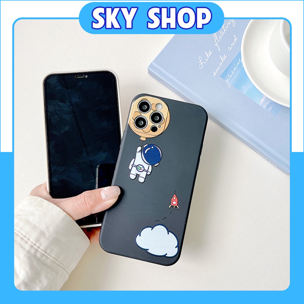 Ốp Lưng IPhone Cạnh Vuông in Hình Viền Bảo Vệ Camera Phi Hành Gia 7plus/8/8plus/x/xs/11/12/13/max/plus/promax