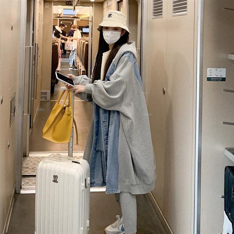 Áo Khoác Denim Có Mũ Trùm Đầu Phong Cách Đường Phố Mùa Xuân Thu Bán Chạy Hợp Thời Trang Cho Nữ