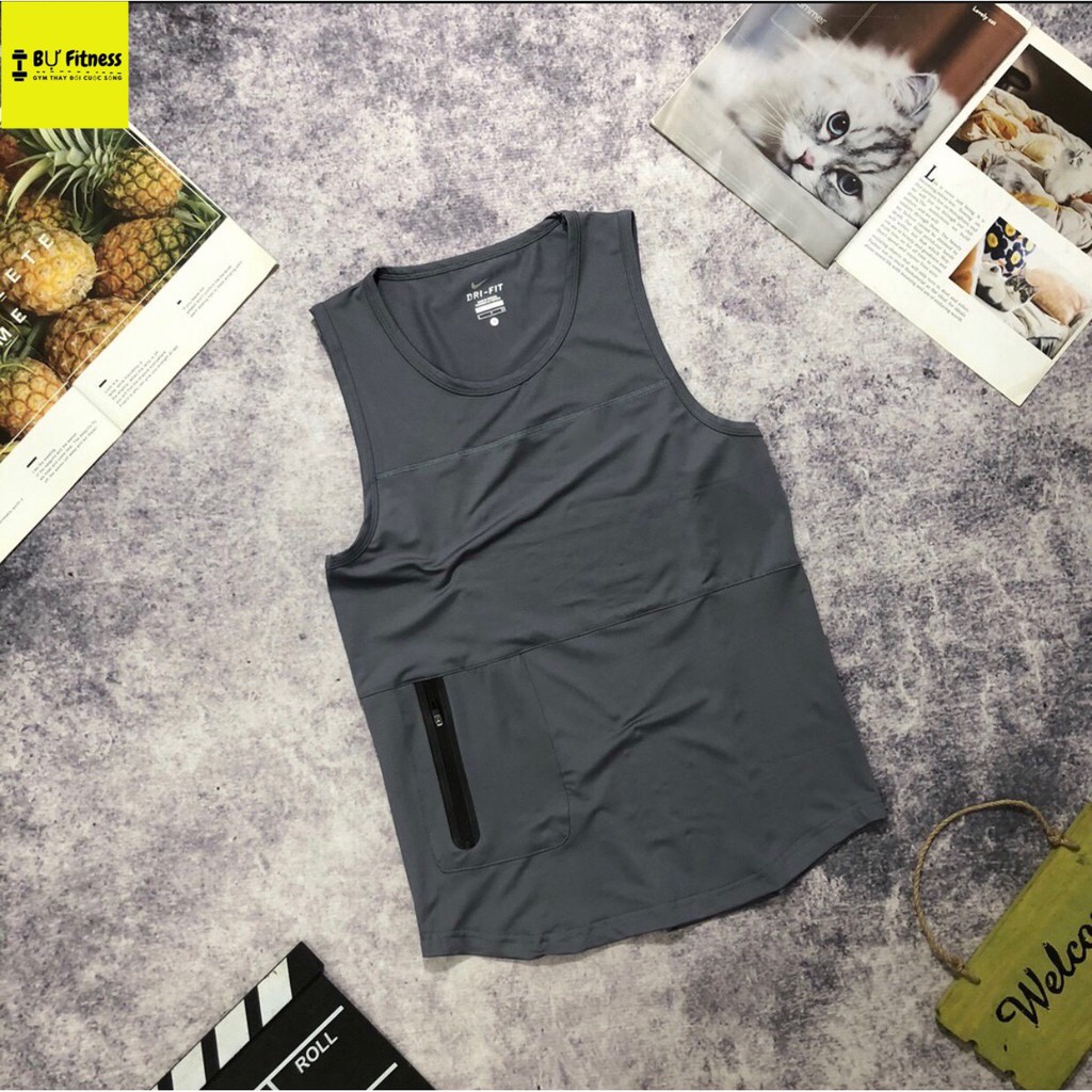 Áo tank top tập gym nam thấm hút mồ hôi tốt, áo thể thao ba lỗ nách rộng thoáng mát