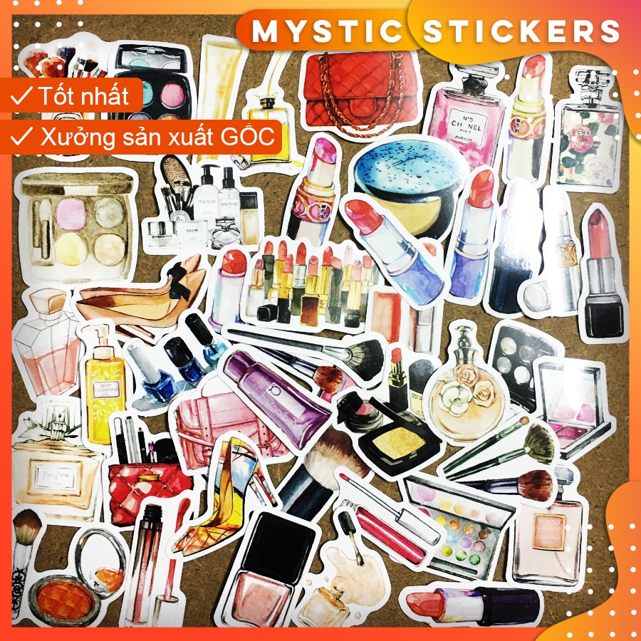 [MỸ PHẨM-RẺ VÔ ĐỊCH] Set 45 sticker chống nước size 3-5cm, dán điện thoại, sổ, bullet journal, xe máy, mũ bảo hiểm ...