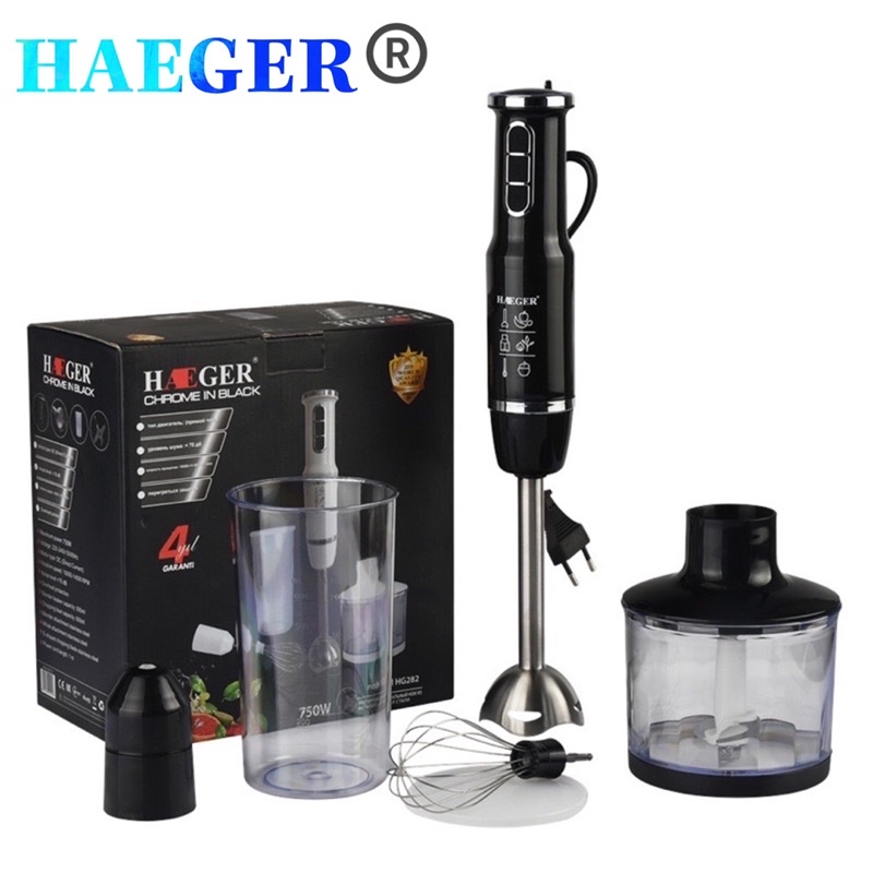 Máy xay thực phẩm cầm tay đa năng 750w Haeger - HG-282T, có 3 chế độ xay, xay được thịt, sinh tố, đá