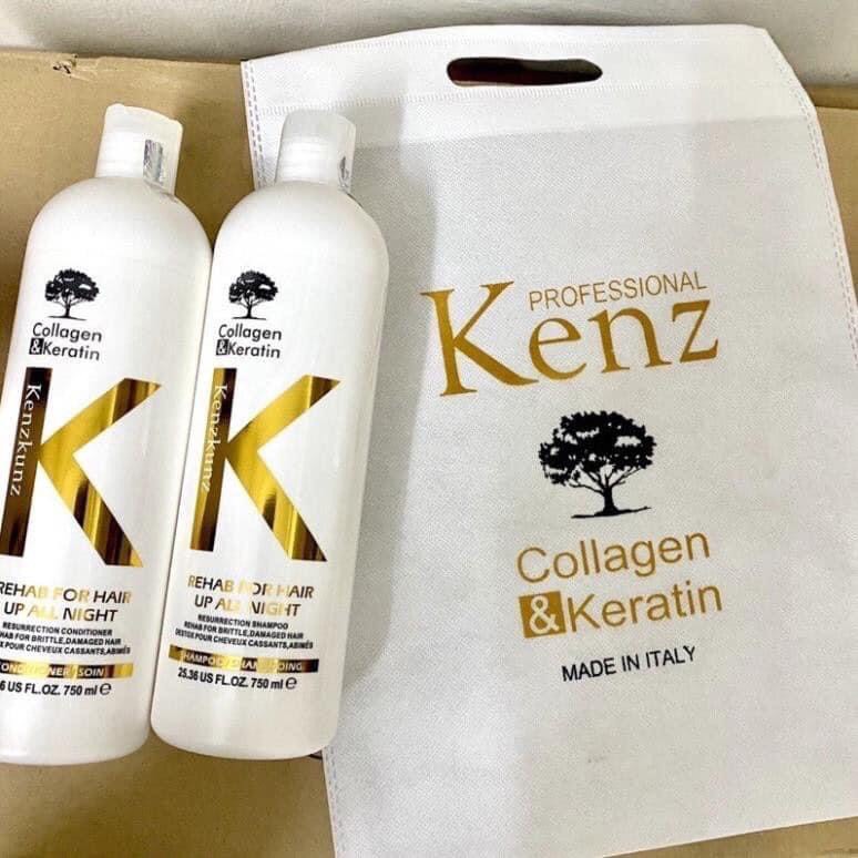 [Hàng nhập khẩu] Dầu Gội Dầu Xả Kenz Biotin Collagen phục hồi tóc khô xơ xỉn màu dầu gội dưỡng tóc 750ml