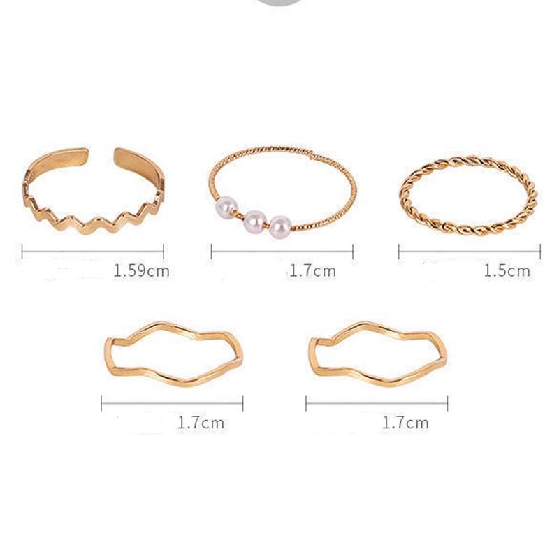 Set 5 nhẫn đeo khớp đốt ngón tay kiểu dáng thời trang dành cho nữ