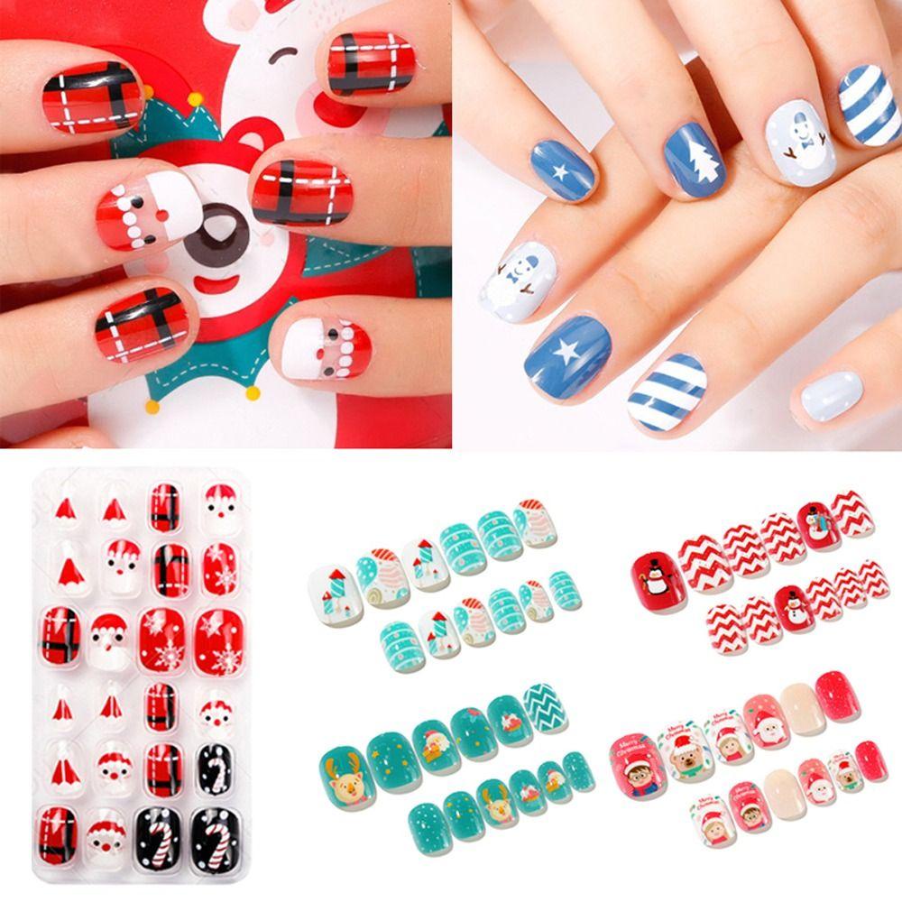 Bộ 24 Móng Tay Giả Họa Tiết Hoạt Hình Dễ Thương Cho Nữ