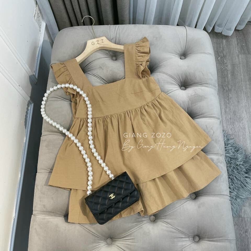 Set bộ đùi bèo cánh tiên 2 màu, bộ bánh bèo tiểu thư xinh xắn